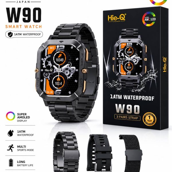 ساعت هوشمند های-کیو (Hie-Q) مدل W90 با صفحه نمایش AMOLED و ۳ بند مجزا